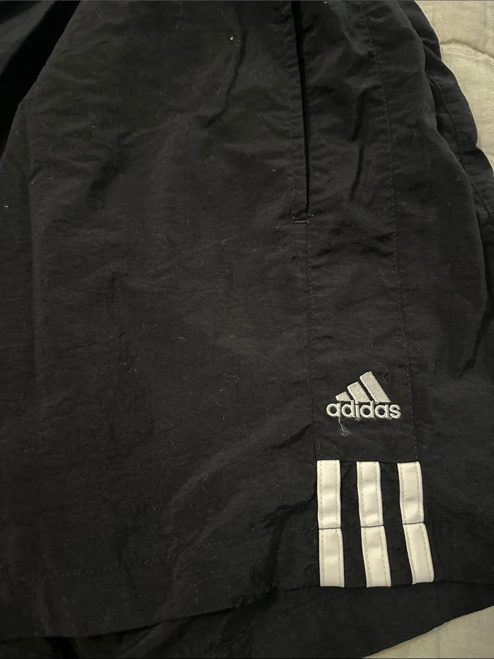 Bundle adidas Grey TeeXL with Blue Print + Navy Stripe Track Pants and shorts